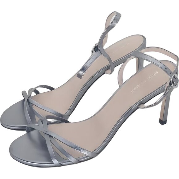 Stuart Weitzman Starla Metallic Ankle Strap Sandals 10B US 40.5 EU - Picture 2 of 6